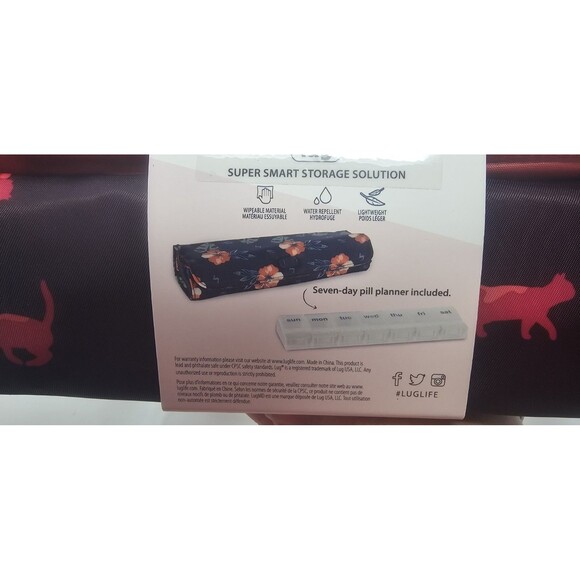 Lug Choo Choo Pill XL Organizer Case Cats Orchid 7 Daily Compartments 9"x3" NEW - Picture 10 of 10